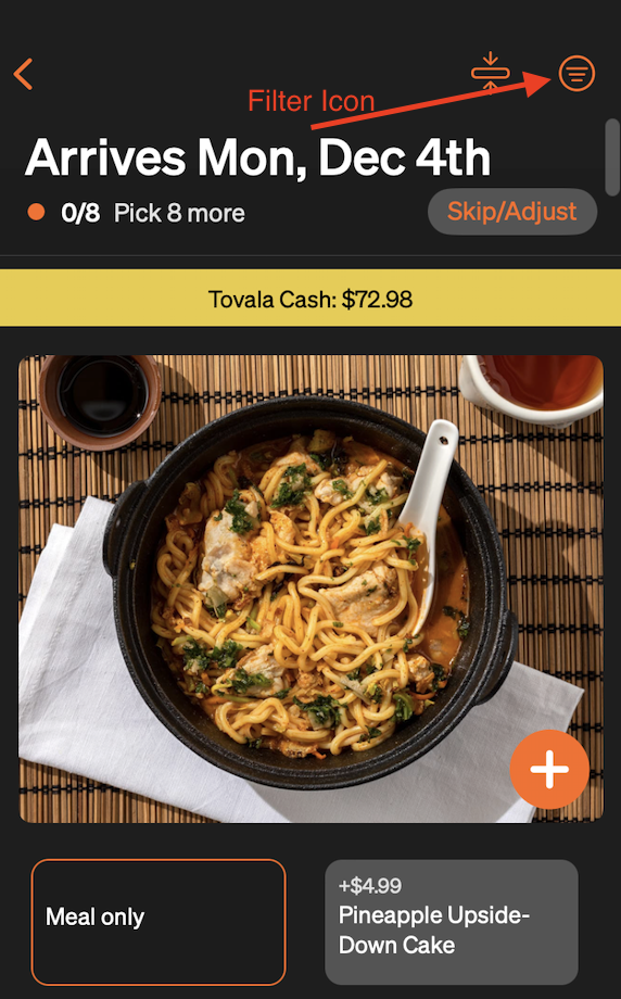 How can I filter the menu to find meals that work for me? – Tovala